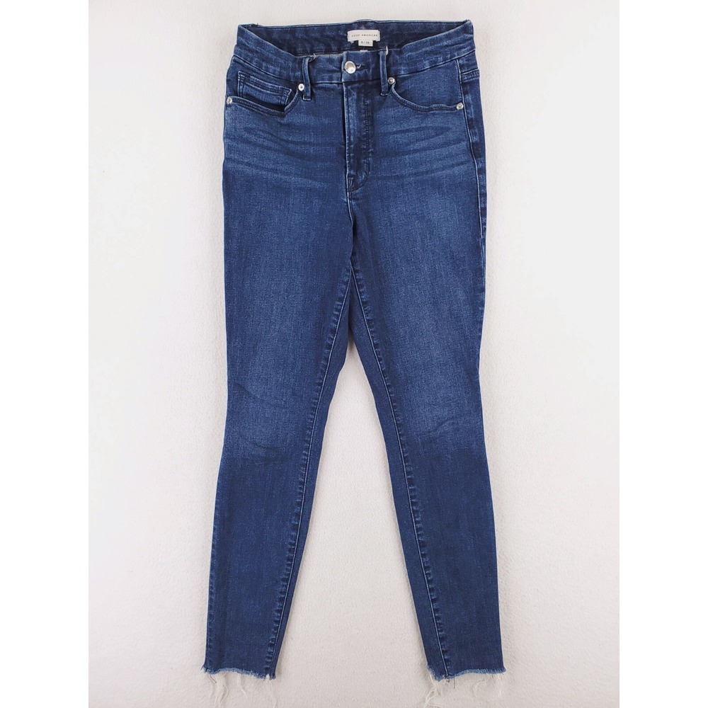 Good American Jeans Womens 6 Good Legs Skinny Raw Hem Stretch Denim High Rise